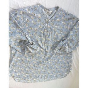 Furnex Women's Long sleeved Zip Blouse Size XXL Floral‎ Blue Polyester